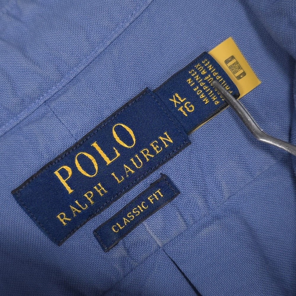 POLO RALPH LAUREN Classic Fit Blue Button Down Shirt Size XL Long Sleeve Cotton - Picture 3 of 9